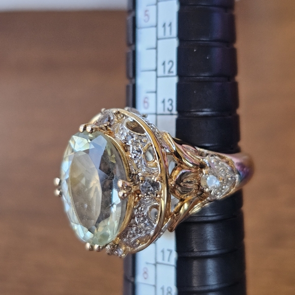 Victoria Wieck Prasiolite & White Topaz Ring 14k Gold & Sterling Silver Sz 7! - Picture 8 of 10